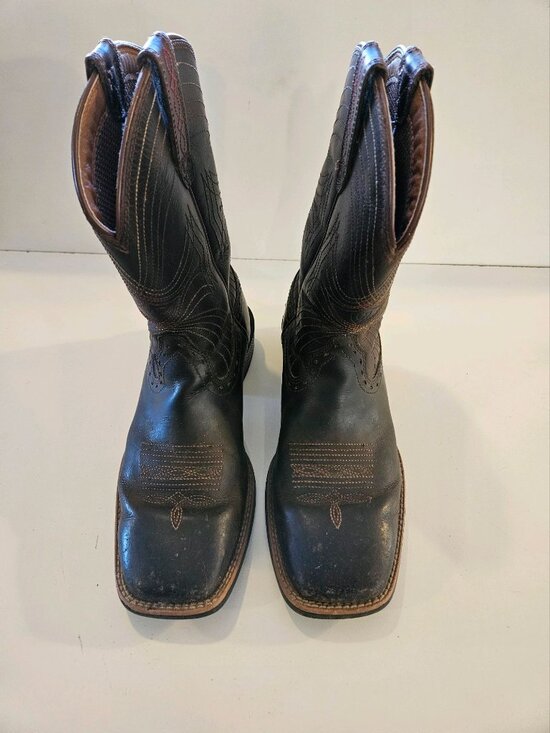 9.5D Ariat Brown Mens Leather Cowboy Boots Western Square Toe Style 10010963 - Picture 11 of 13
